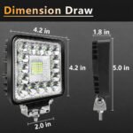 10Pack LED Tractor Work Lights, 4 Inch 120W 10000lm LED Pod Lights 12V 24V Cube Off Road Light Square for Service Tow Truck ATV UTV RV RZR Boat Pickup Golf Cart Snow Blower Zero Turn Lawn Mower - Image 3