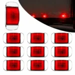 10Pcs red LED indicator light strip with chrome frame for trucks, trailers, pickups, RVs and buses