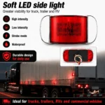 Red LED indicator light strip with steady-on flashing and light guide modes