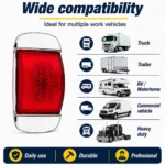 Red LED marker lights suitable for trucks trailers pickups RVs buses and heavy duty vehicles