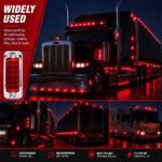 Red LED marker lights installed on truck and trailer