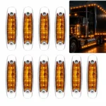 10-pack 6-inch amber LED side marker lights with stainless steel frame for semi trucks and trailers