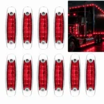 10-pack 6-inch red LED side marker lights with stainless steel frame for semi trucks and trailers