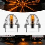 Amber glass watermelon LED marker lights for trucks, 2 pack with clear lens