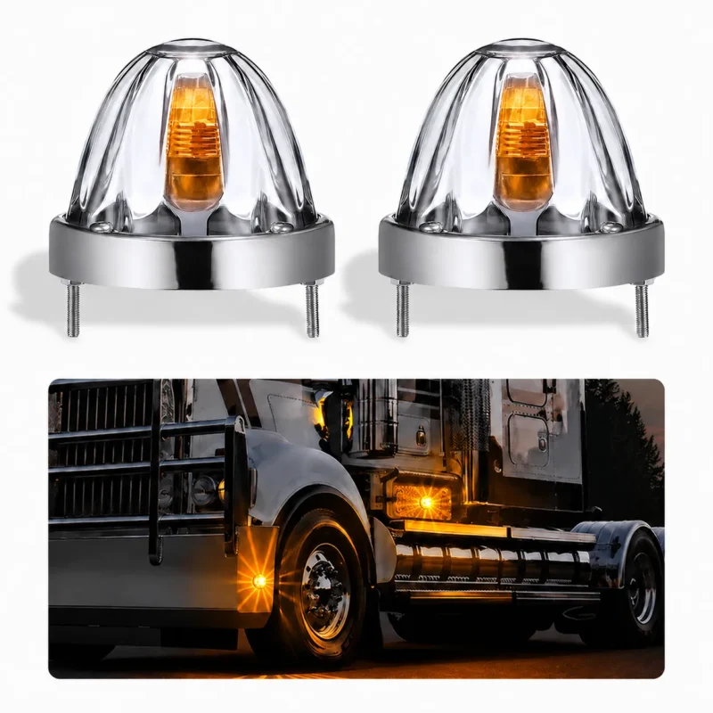Amber watermelon LED truck lights with bright starburst light pattern