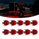 10 pack red mini watermelon LED marker lights with chrome base for 12V 24V trucks and trailers