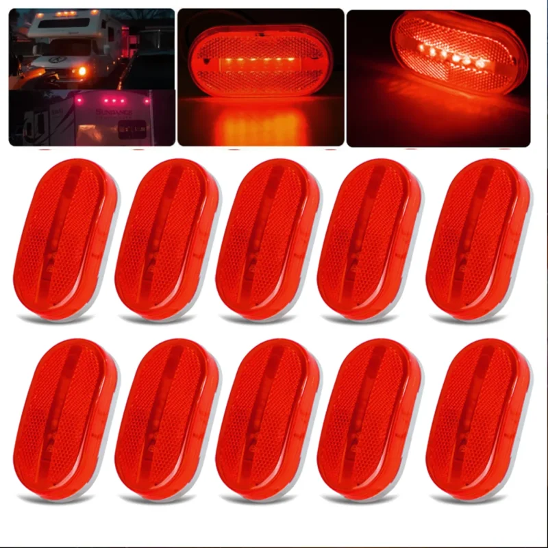 yfd lighting 10pcs red 4 inch rectangular LED marker clearance lights for truck trailer RV