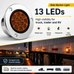 13 LED high brightness amber marker light for trucks trailers and RVs