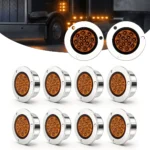 Amber 2 inch LED marker light with steady on and strobe flashing functions