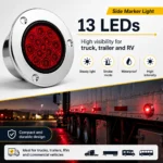 13 LED high brightness red marker light for trucks trailers RVs and commercial vehicles