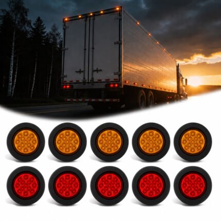 YFD Lighting 2.5 inch amber and red 13 LED round marker clearance light 10pcs kit