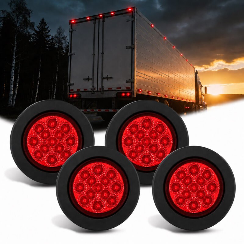 YFD Lighting 2.5 inch red 13 LED round marker clearance light 4pcs kit