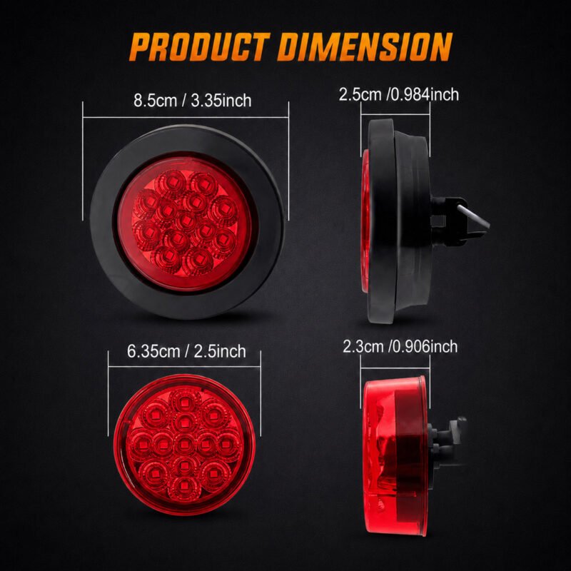 YFD Lighting 2.5 inch red round marker clearance light size for flush mount installation