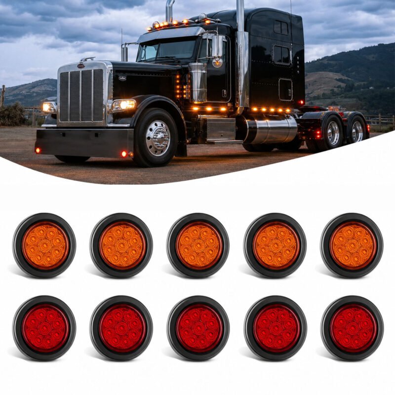 YFD Lighting 2 inch amber 9 LED round marker clearance light for trucks and trailers