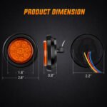 YFD Lighting 2 inch amber marker light dimensions with 2.8 inch overall diameter and 2.2 inch mounting hole