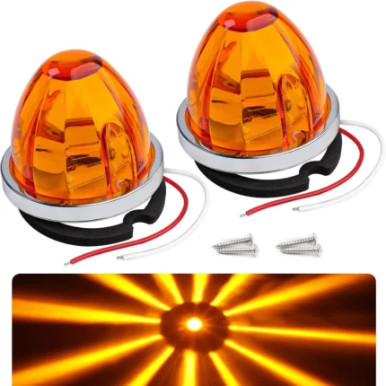 YFD Lighting 2 pack amber watermelon LED marker lights with constant on and flashing function for 12V 24V vehicles