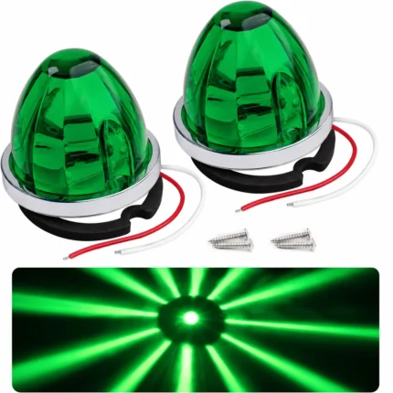 YFD Lighting 2 pack green watermelon LED marker lights with constant on and flashing function for 12V 24V vehicles