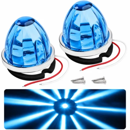 YFD Lighting 2 pack ice blue watermelon LED marker lights with constant on and flashing function for 12V 24V vehicles