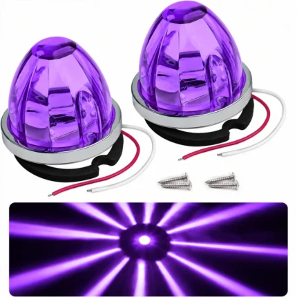 YFD Lighting 2 pack purple watermelon LED marker lights with constant on and flashing function for 12V 24V vehicles