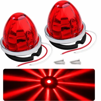 YFD Lighting 2 pack red watermelon LED marker lights with constant on and flashing function for 12V 24V vehicles