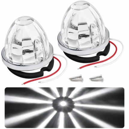 YFD Lighting 2 pack white watermelon LED marker lights with constant on and flashing function for 12V 24V vehicles