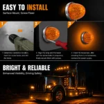 2 wire amber watermelon LED truck marker light installation guide
