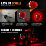 2 wire red watermelon LED truck marker light installation guide