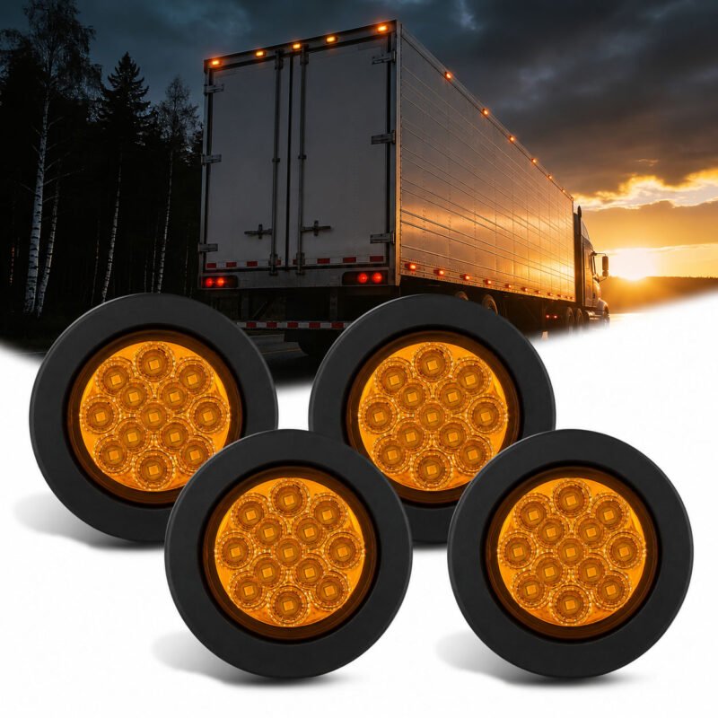 YFD Lighting 2.5 inch amber 13 LED round marker clearance light 4pcs kit