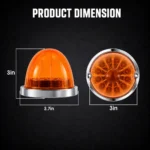 3.7 inch amber watermelon LED truck marker light dimension diagram