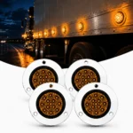 4 pack amber 2 inch chrome LED marker lights with 13 LEDs for trucks trailers and RVs