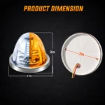dimensions of white and amber watermelon truck light with size details