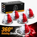 4pcs white and red watermelon truck lights with 360 degree rotating strobe on white background