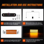 Easy installation 6 inch amber rectangular marker lights with screw mount design