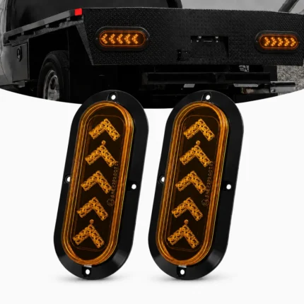 YFD Lighting 6 inch oval amber arrow LED trailer light 2 pack with waterproof polycarbonate lens