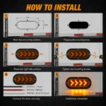 YFD Lighting 6 inch oval amber arrow LED trailer light installation guide with hard wired connection