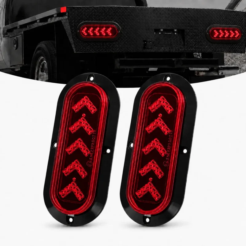 YFD Lighting 6 inch oval red arrow LED trailer light 2 pack with waterproof polycarbonate lens