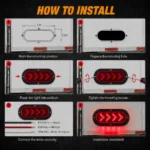 YFD Lighting 6 inch oval red arrow LED trailer light installation guide with three wire connection
