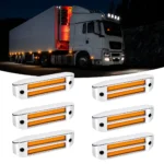 6-pack 6 inch amber rectangular side marker lights with chrome bezels for trucks and trailers