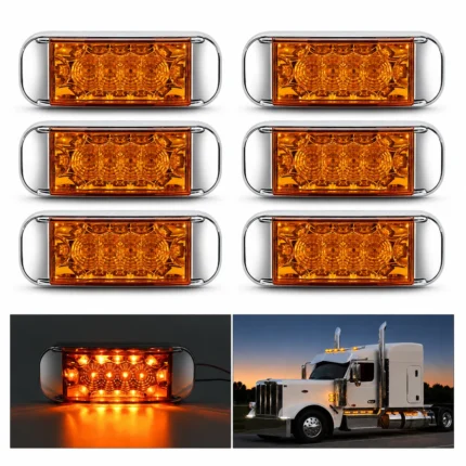 yfd lighting 6 pack amber LED clearance lights 12V 24V for trucks, trailers, RVs, vans and pickup trucks