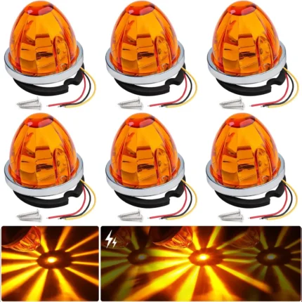 YFD Lighting 6 pack amber watermelon LED marker lights with foam pads and screws for 12V 24V trucks trailers RVs