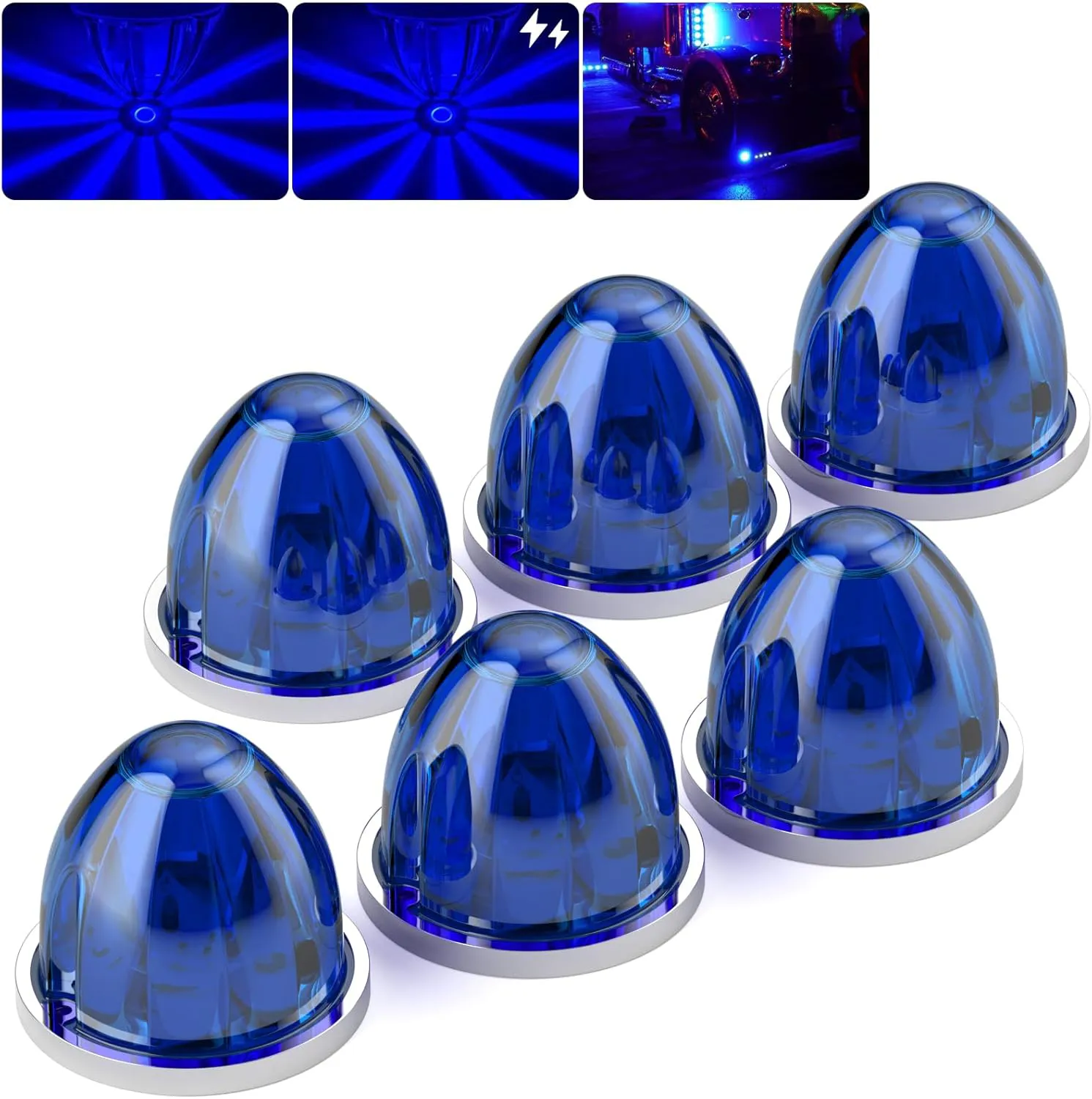 YFD Lighting 6 Pack Blue Watermelon LED Marker Lights YFD Lighting 6 pack blue watermelon LED marker lights with foam pads and screws for 12V 24V trucks trailers RVs