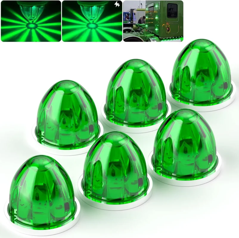 YFD Lighting 6 pack green watermelon LED marker lights with foam pads and screws for 12V 24V trucks trailers RVs