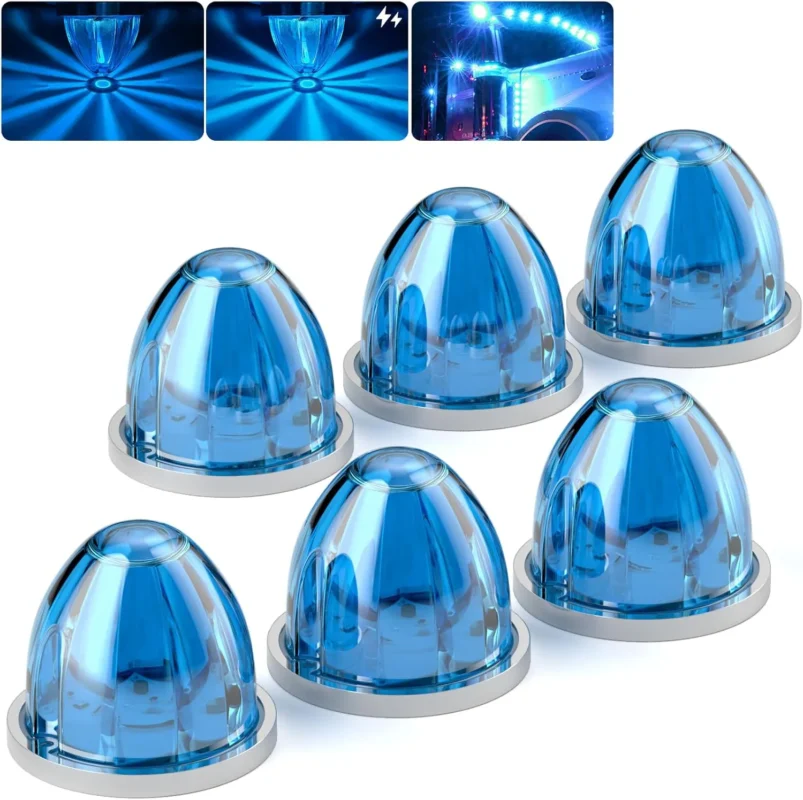 YFD Lighting 6 pack ice blue watermelon LED marker lights with foam pads and screws for 12V 24V trucks trailers RVs
