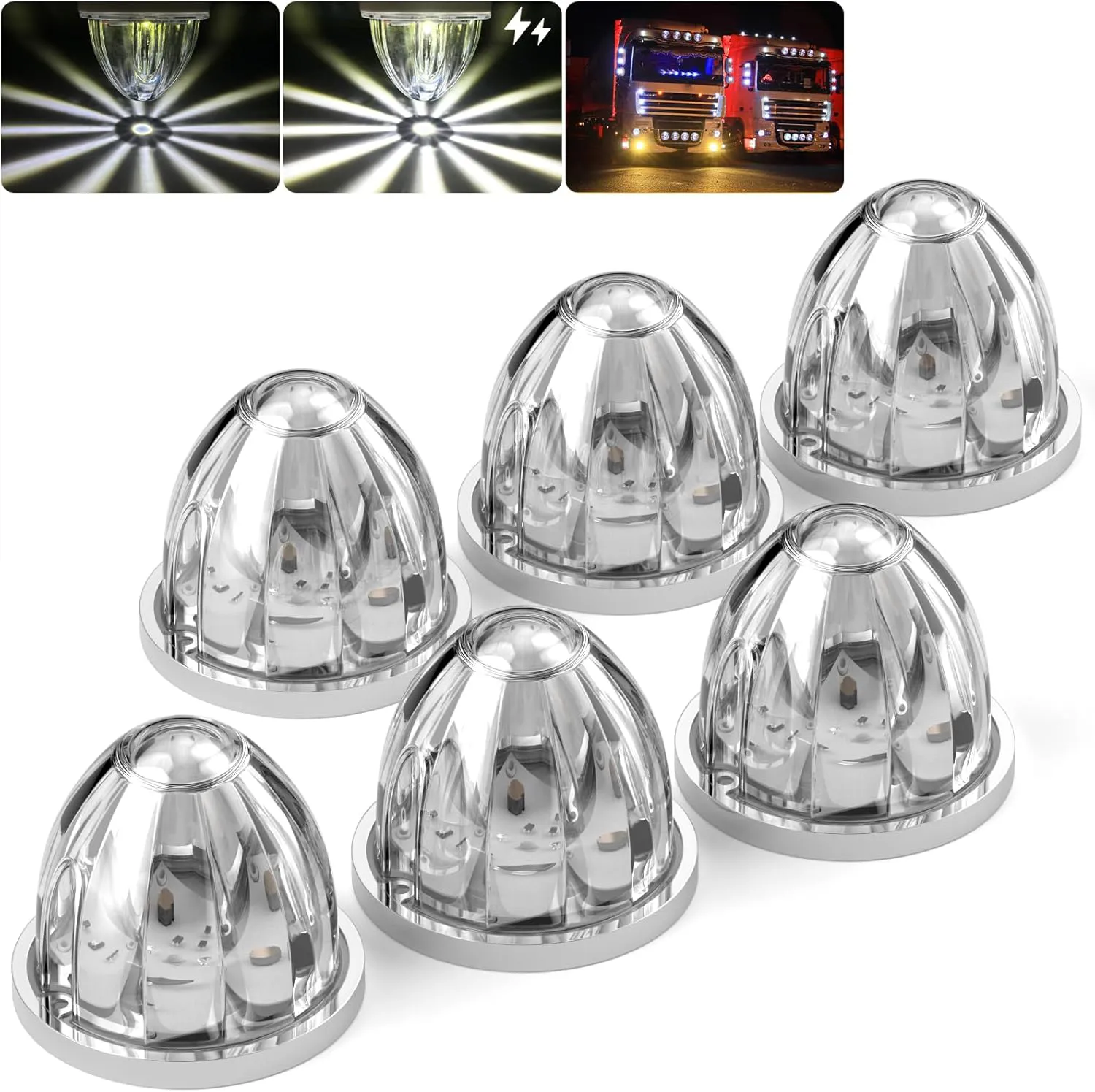 YFD Lighting 6 Pack White Watermelon LED Marker Lights YFD Lighting 6 pack white watermelon LED marker lights with foam pads and screws for 12V 24V trucks trailers RVs