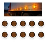 Amber 2 inch chrome LED marker light with 13 high brightness LEDs for trucks and trailers