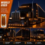 yfd lighting 12V 24V 12 LED amber marker lights with high low brightness flashing and waterproof design