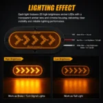 YFD Lighting amber arrow LED trailer light showing parking light and turn signal function