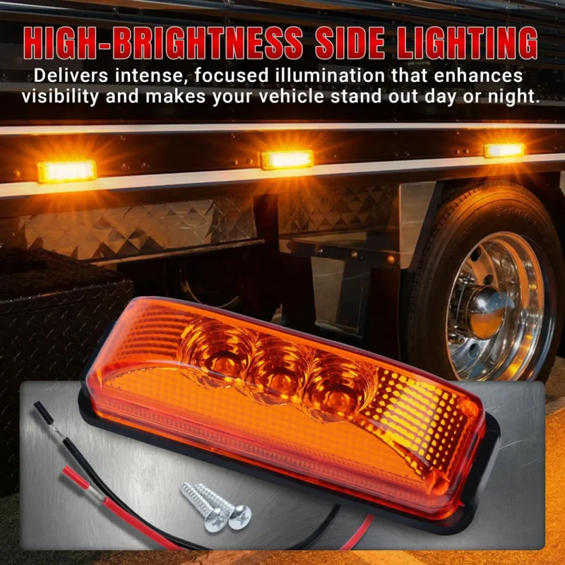Amber LED trailer clearance light rectangular side marker light for trucks and trailers