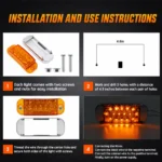 yfd lighting easy install amber LED clearance lights with black negative wire and colored positive wire