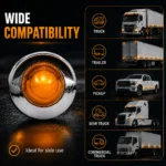 yfd lighting amber mini watermelon LED marker lights installed on semi truck